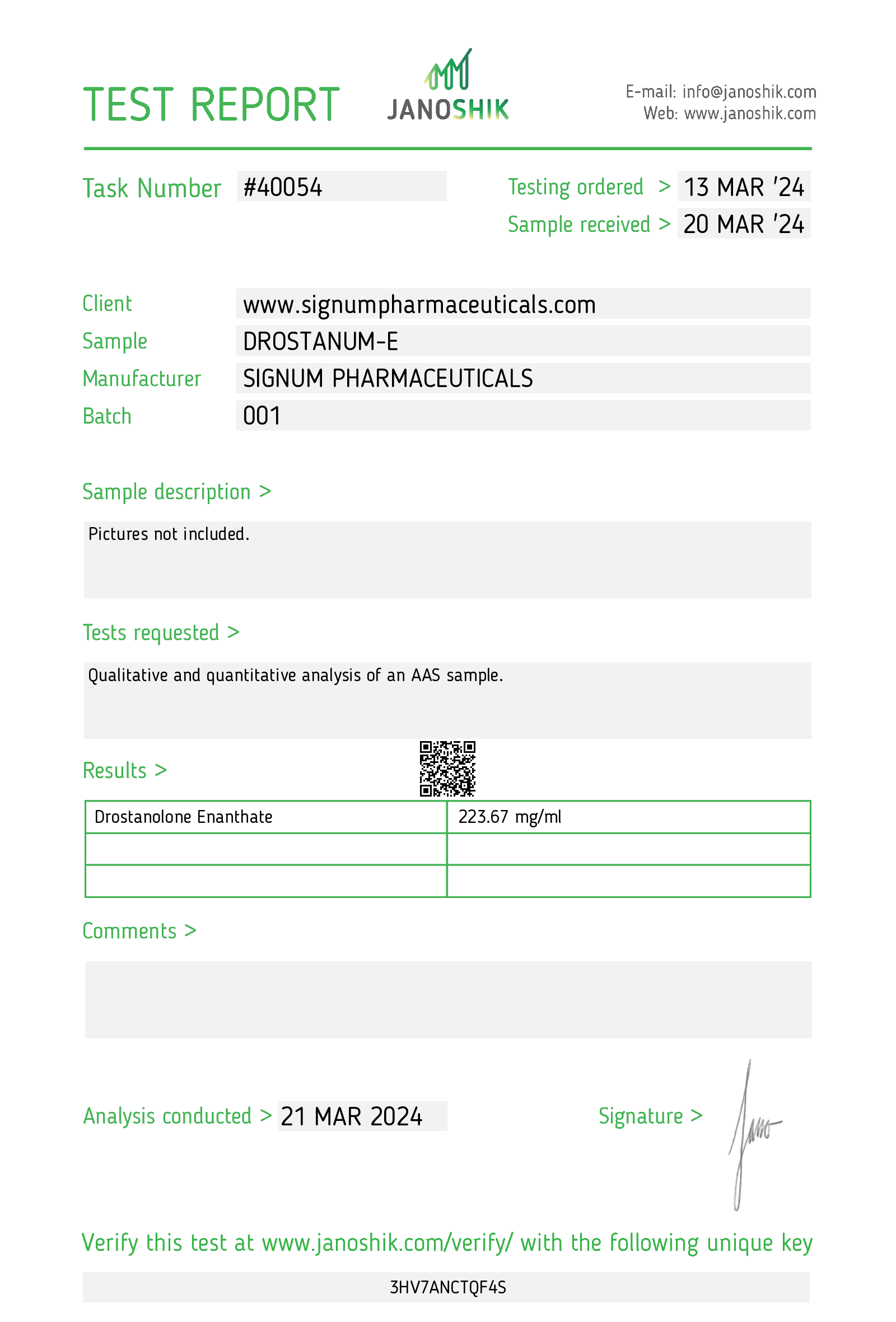 Test Report Drostanum e