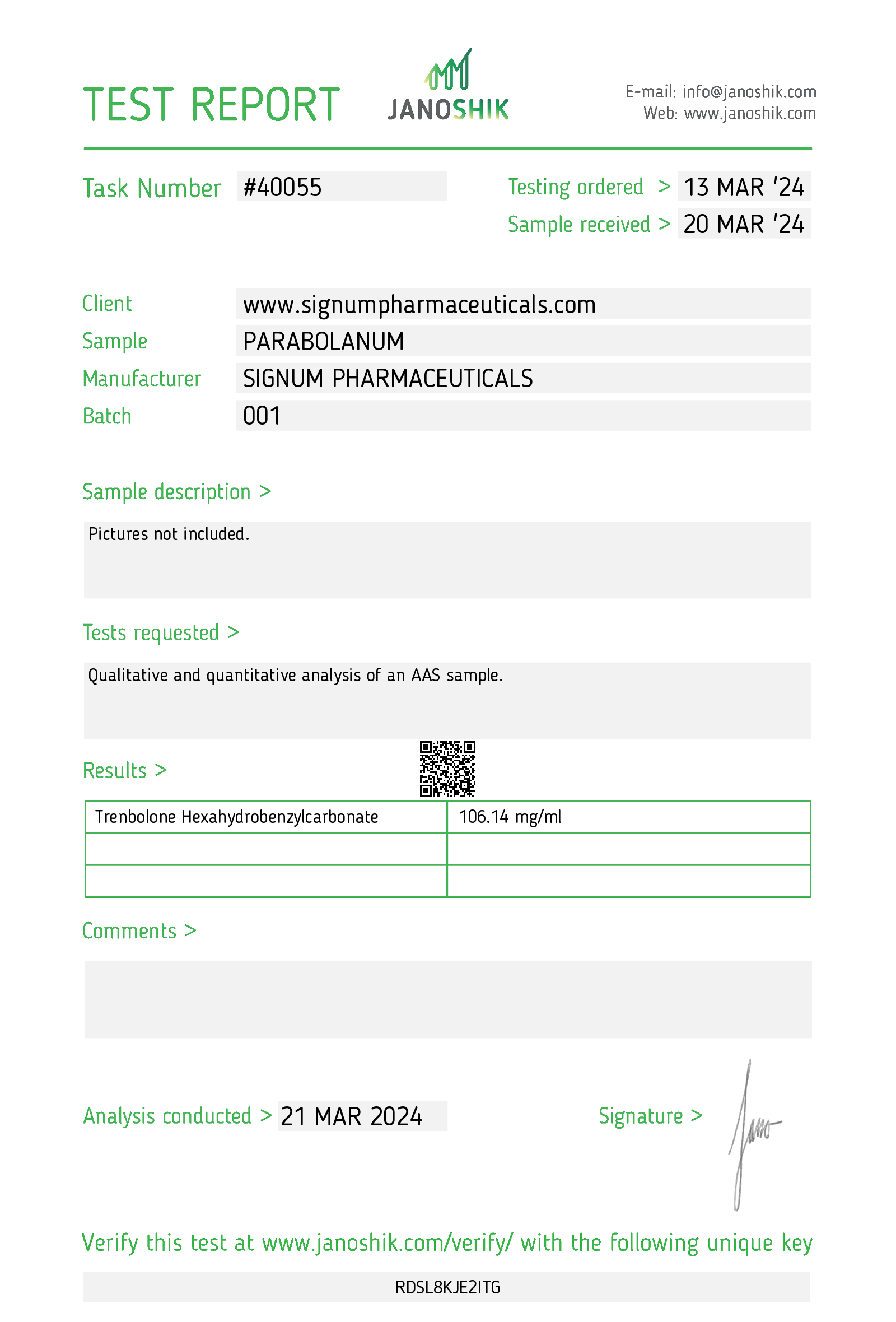 Test Report Parabolanum